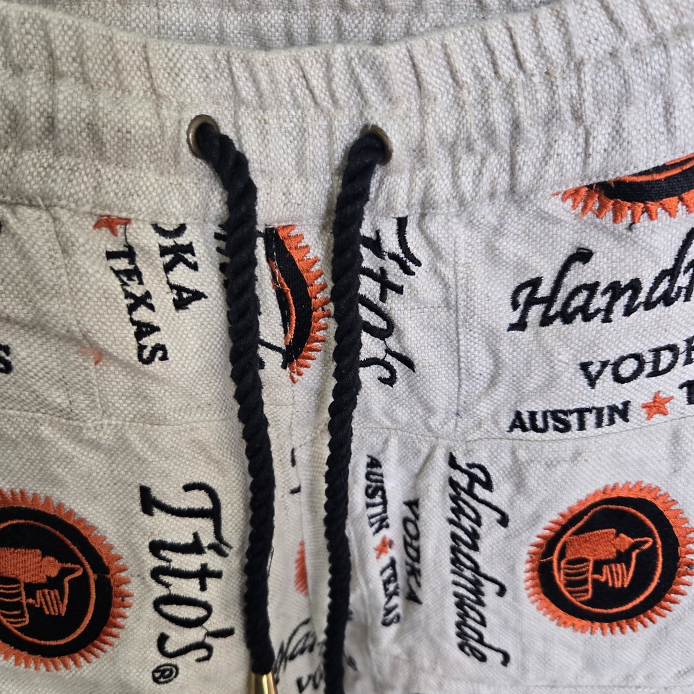 Handmade Vodka Cream and Black Men's Athletic Shorts - Picture 3 of 5